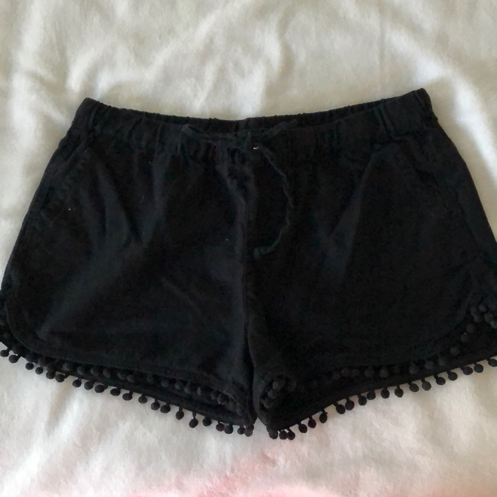 Black JCrew tassel shorts- linen